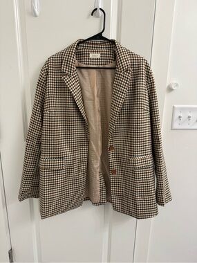 Roolee Brown & Cream Houndstooth Blazer